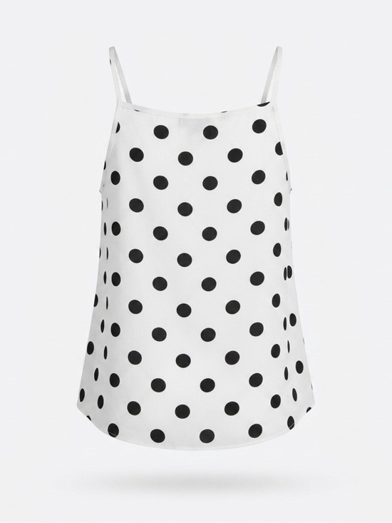Topshop Tops - Topshop Polka Dot Spaghetti Strap Cami Top - White/Black